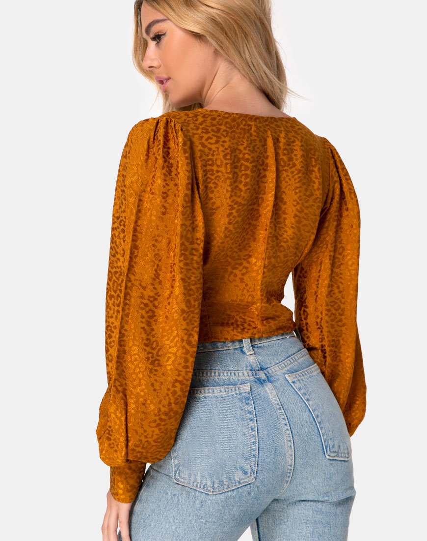 Top court Bina en satin Cheetah Gold