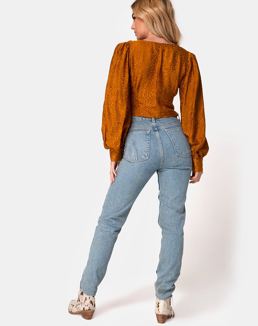 Image de Bina Crop Top in Satin Cheetah Gold