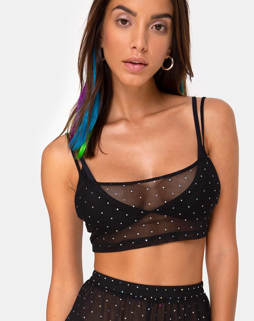 Image de Blink Crop Top in Crystal Net Black