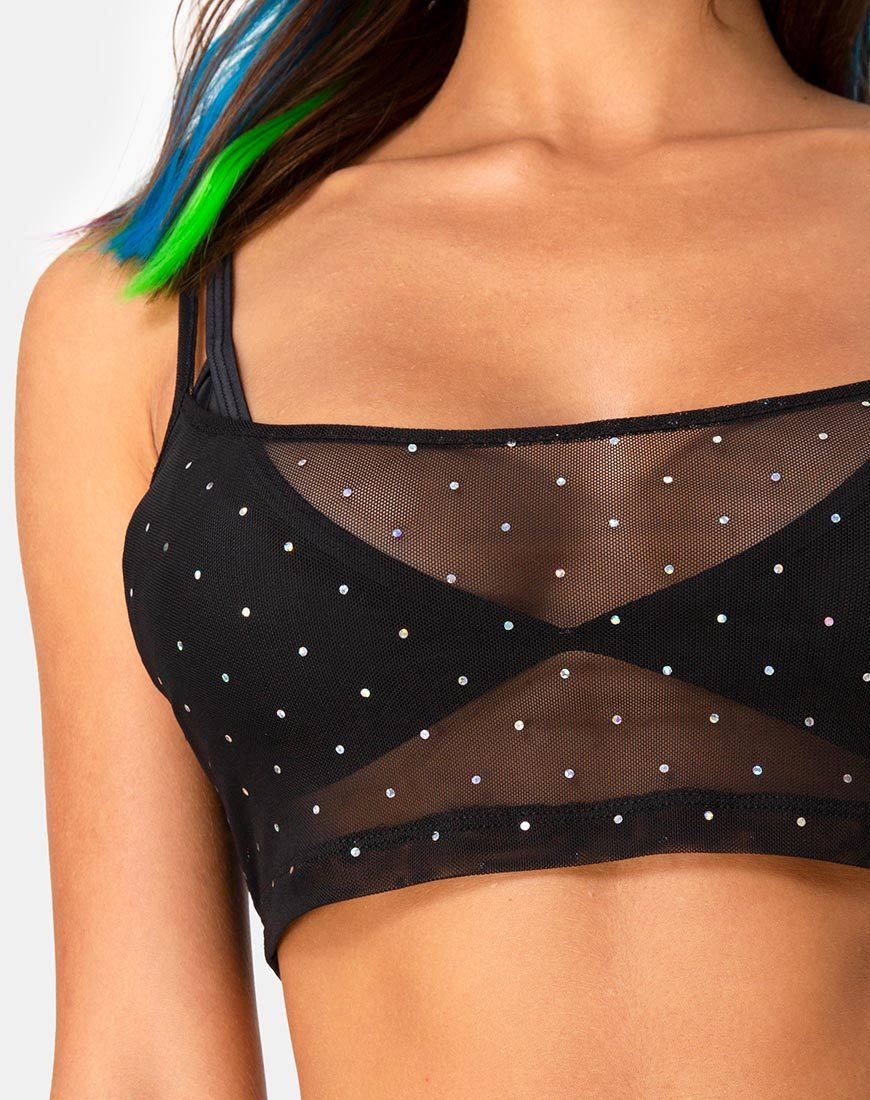 Image de Blink Crop Top in Crystal Net Black
