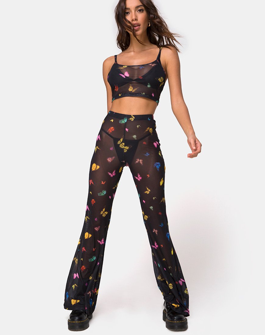 Image de Bliss Crop Top in Mesh Black Butterfly