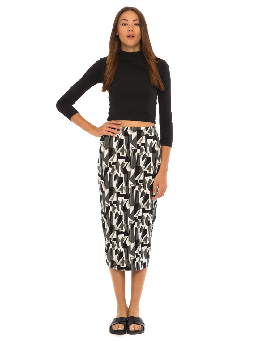 Jupe midi Motel Bobby, noir et blanc Geo Pop