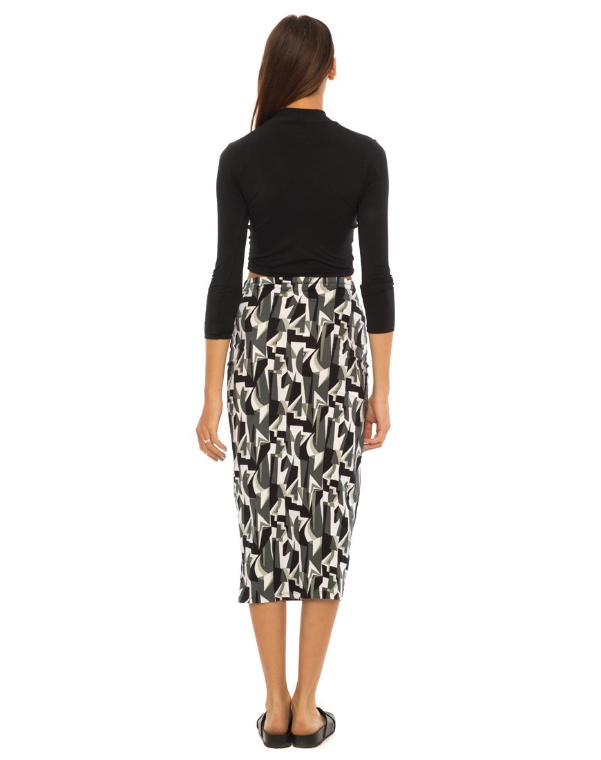 Image de Motel Bobby Midi Skirt in Geo Pop Black and White