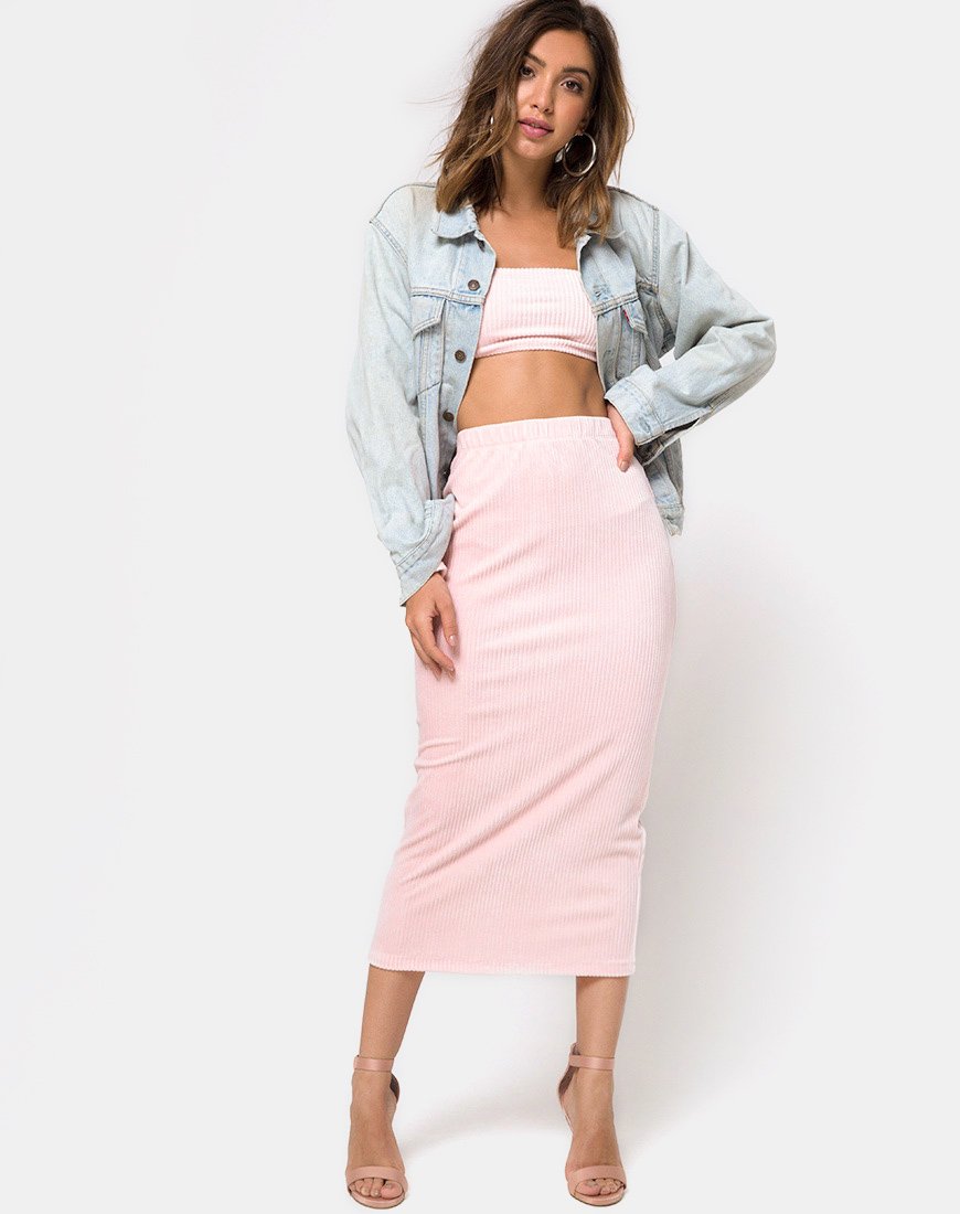 Image de la jupe midi Bobby en tricot duveteux Candy