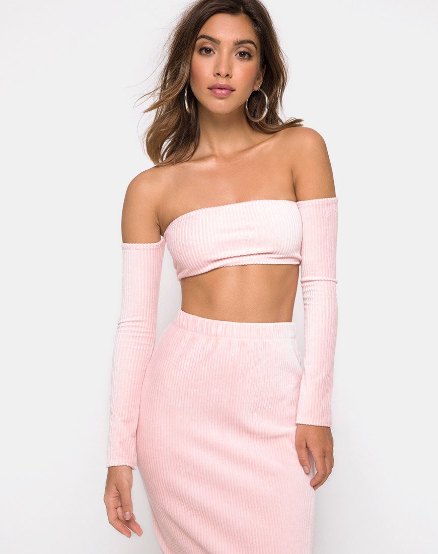Jupe midi Bobby en maille duveteuse Candy