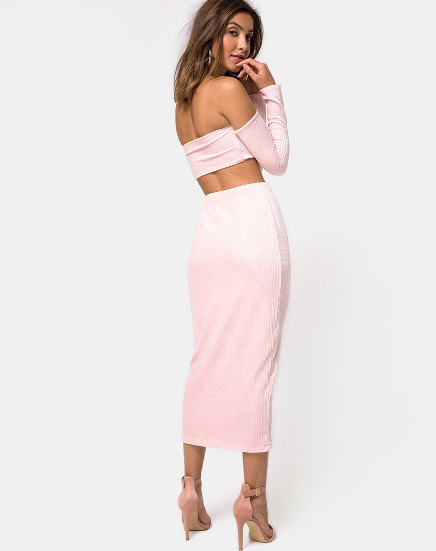 Jupe midi Bobby en maille duveteuse Candy