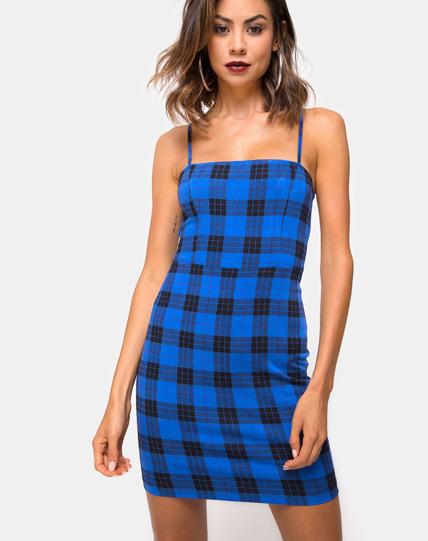 Mini robe Boco, bleu écossais