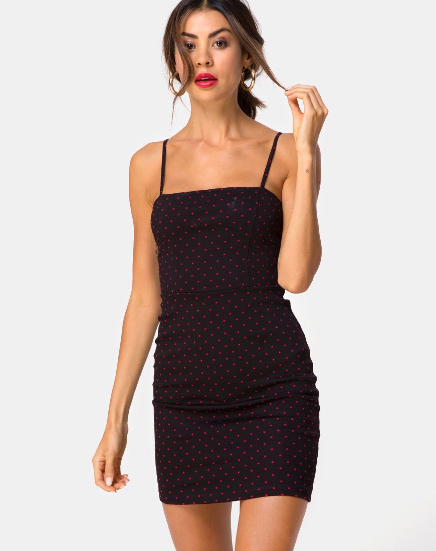Image de la robe Boco à pois cubains rouge