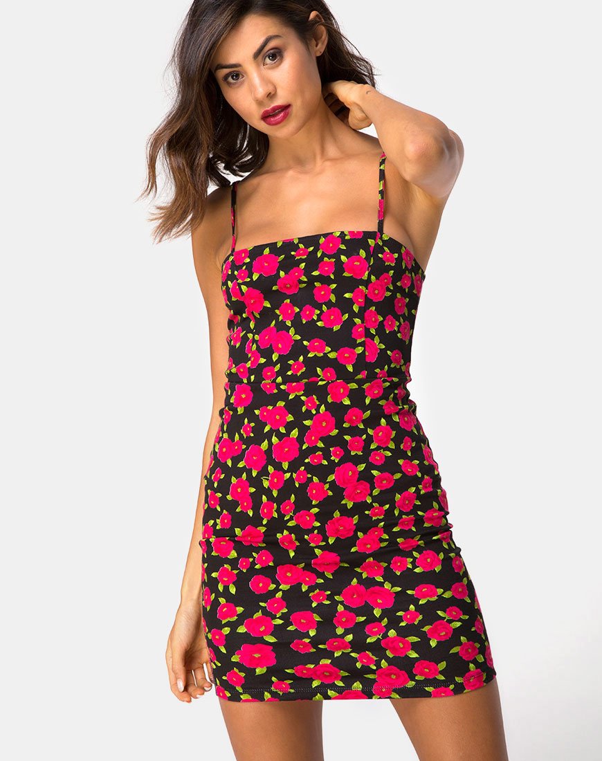 Boco Bodycon Dress, Red Bloom