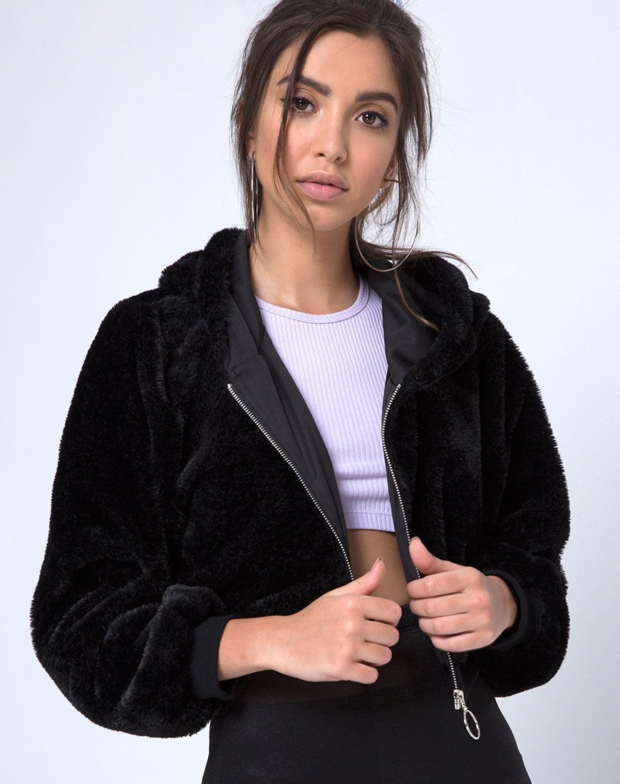 Image de Bomb Hoody in Fur Zip Black