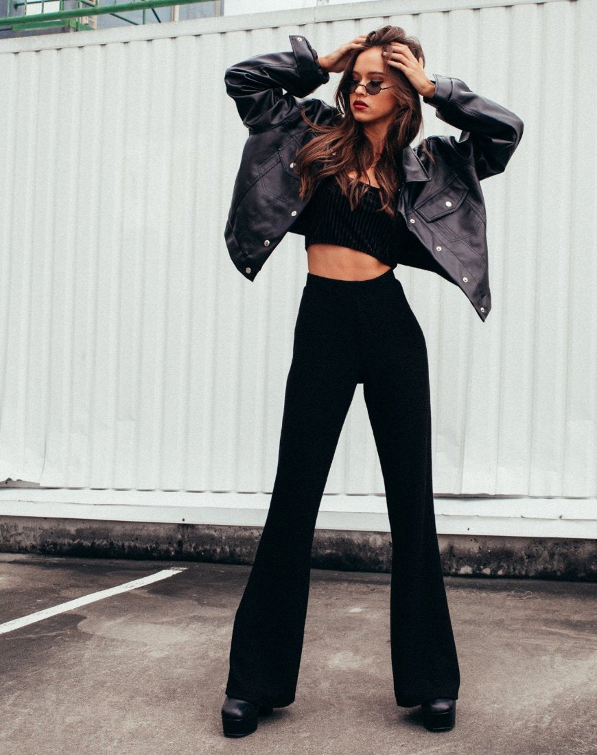 Pantalon évasé Herlom en noir