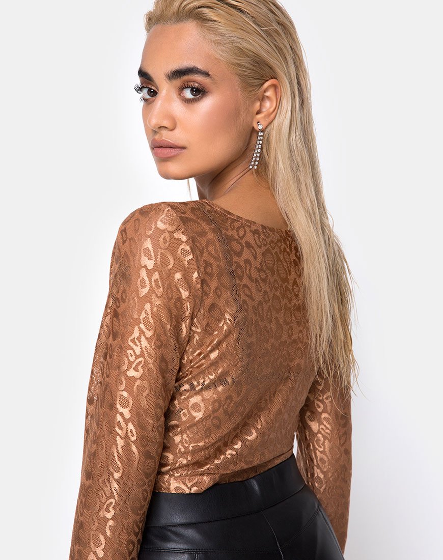 Image de Bon Top en léopard Net Caramel