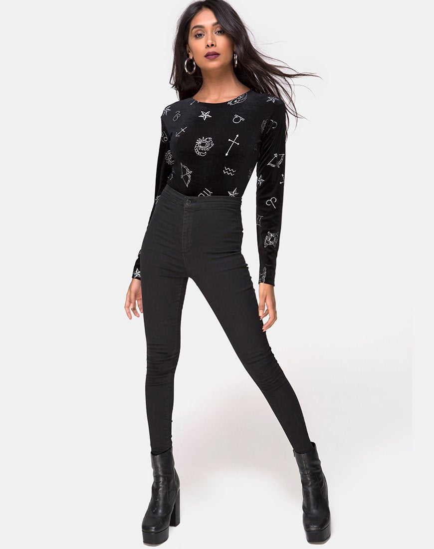 Image de Bonella Bodice en velours noir Medium Astro Glitter