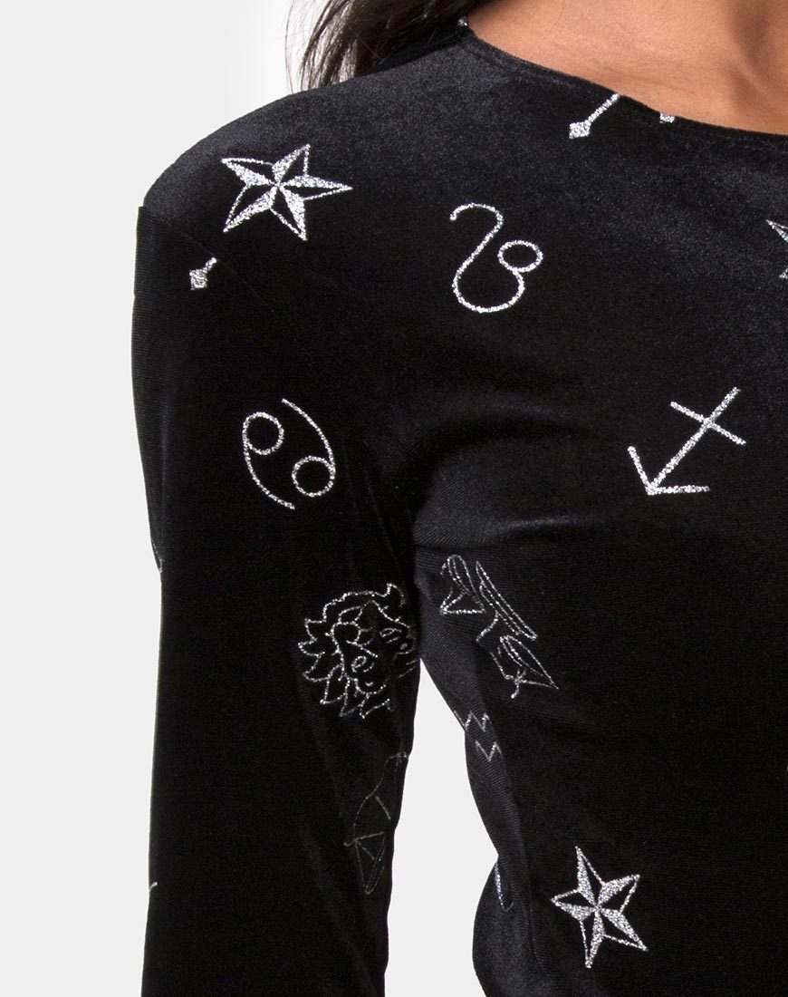 Image de Bonella Bodice en velours noir Medium Astro Glitter