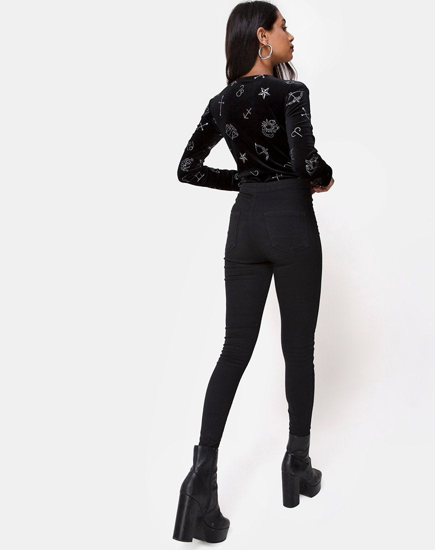 Image de Bonella Bodice en velours noir Medium Astro Glitter