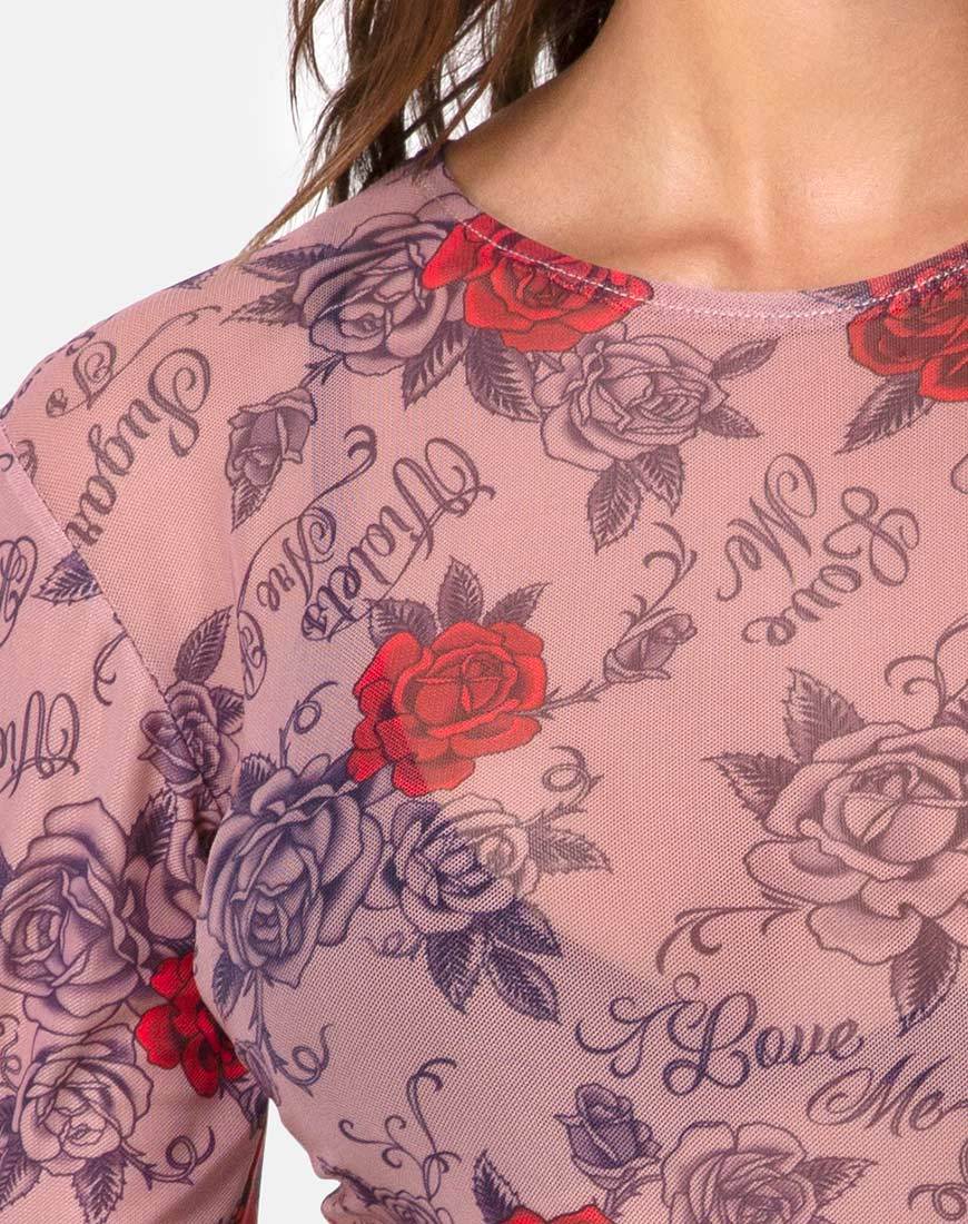 Image de Bonella Bodice in Roses Are Red Mesh