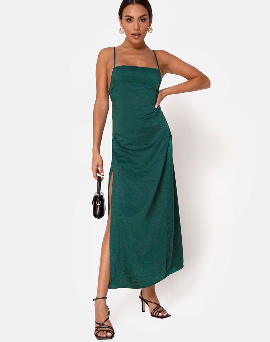 Image de Bonita Maxi Dress in Satin Forest Green