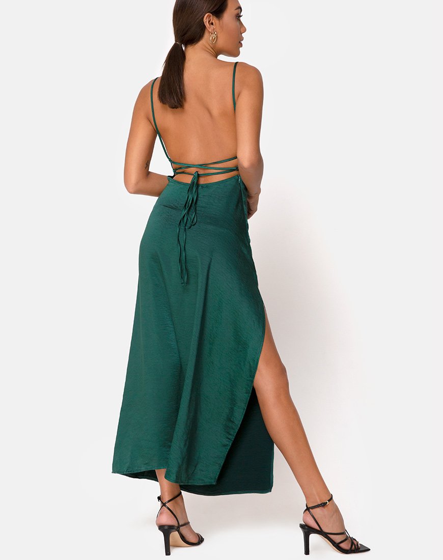 Image de Bonita Maxi Dress in Satin Forest Green