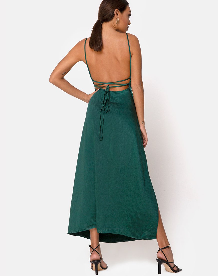 Image de Bonita Maxi Dress in Satin Forest Green