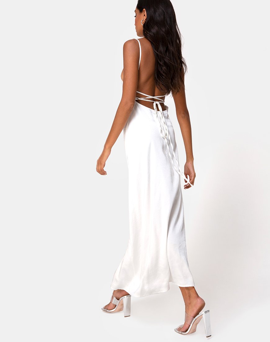 Image de la robe Bonita en satin Ivoire