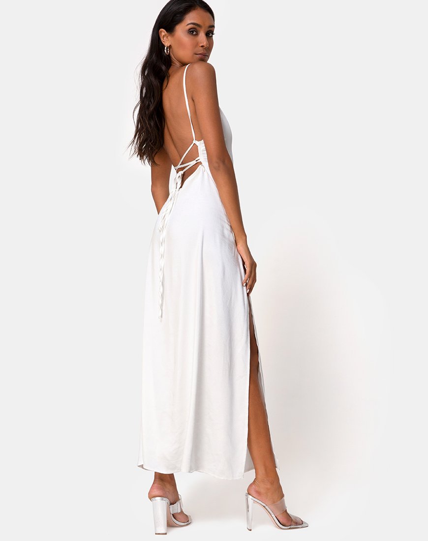 Robe Bonita en satin ivoire