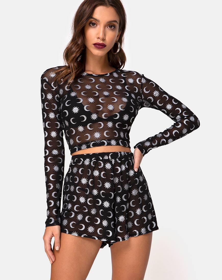 Short Boris en Over the Moon noir avec paillettes