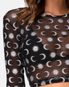 Au-dessus de la lune, noir avec des paillettes