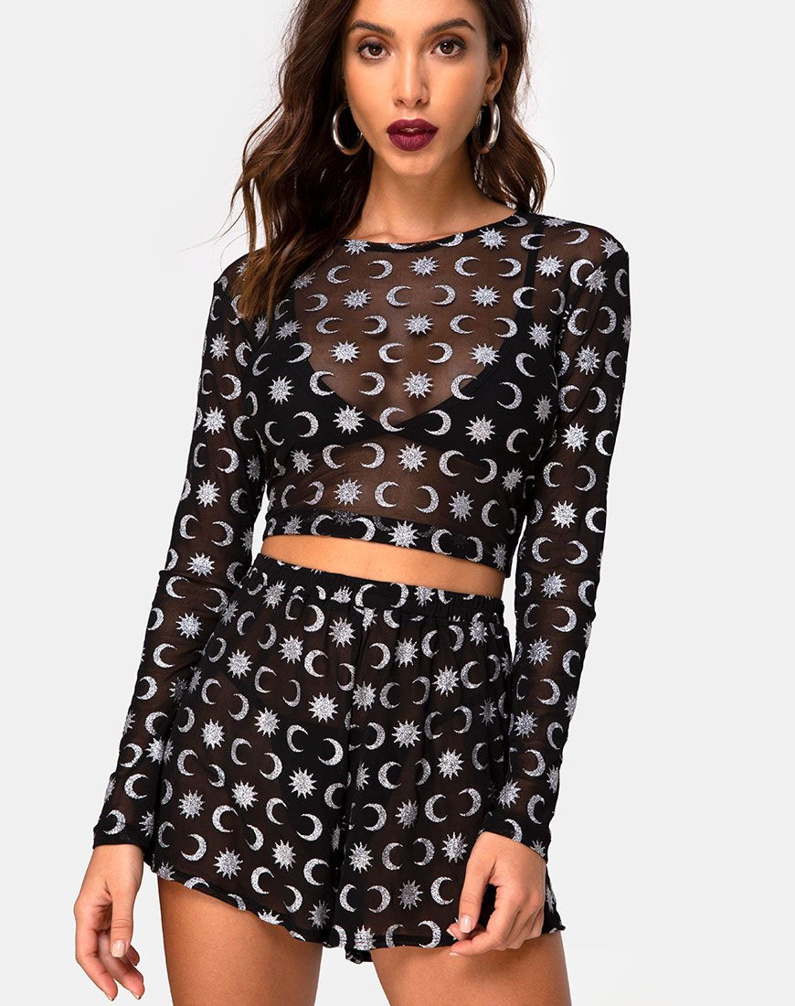 Image de Bonnie Crop Top in Over the Moon Black with Glitter