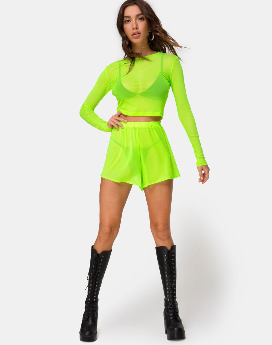 Image de Bonnie Crop Top in Fluro Yellow Net