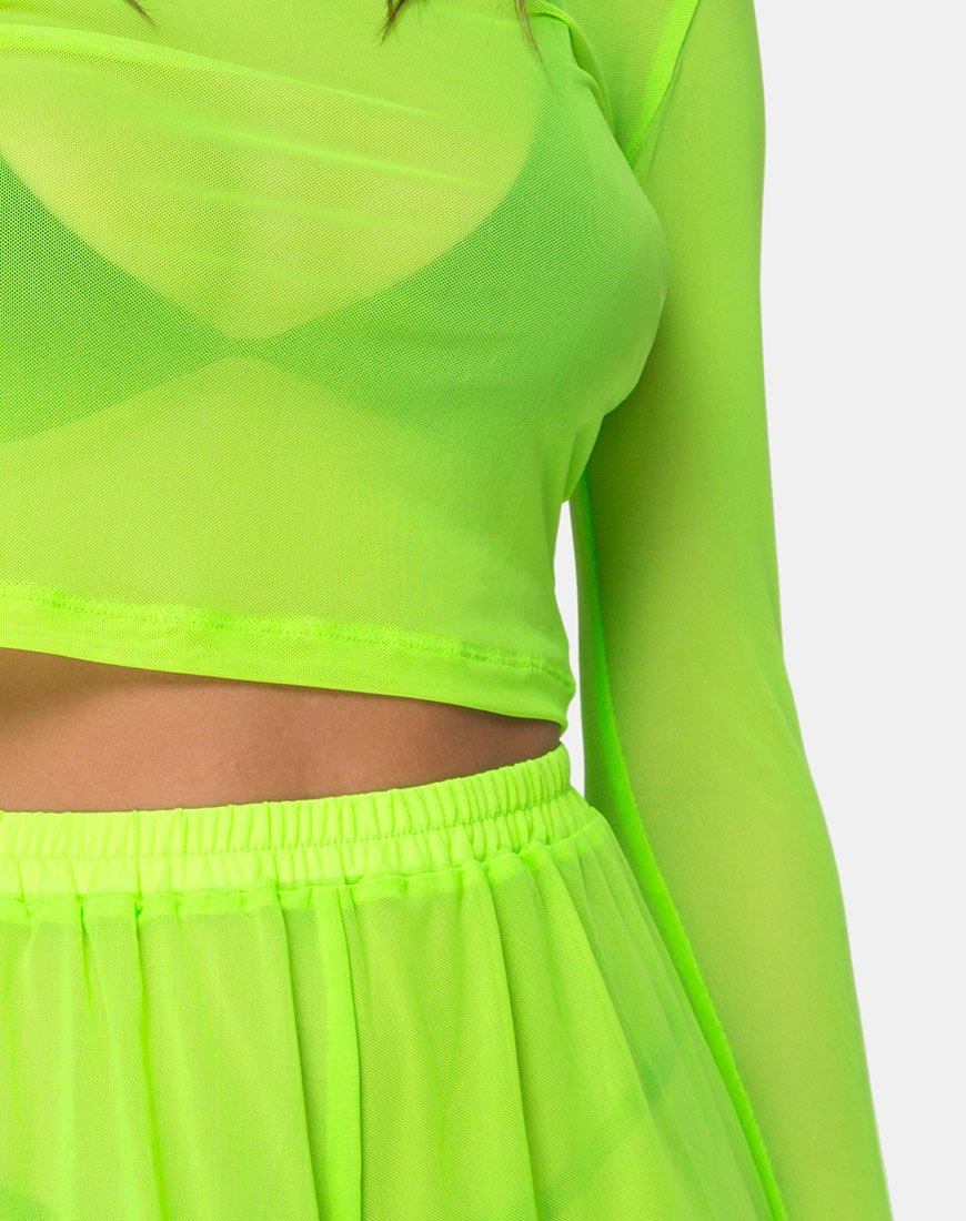 Image de Bonnie Crop Top in Fluro Yellow Net