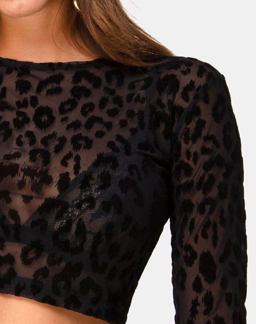 Image de Bonnie Crop Top in Animal Net Black