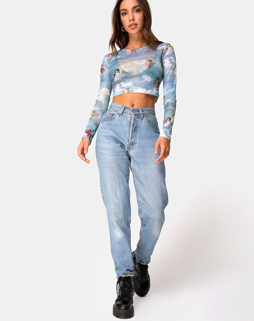 Image de Bonnie Crop Top in Angel Sky Blue Mesh