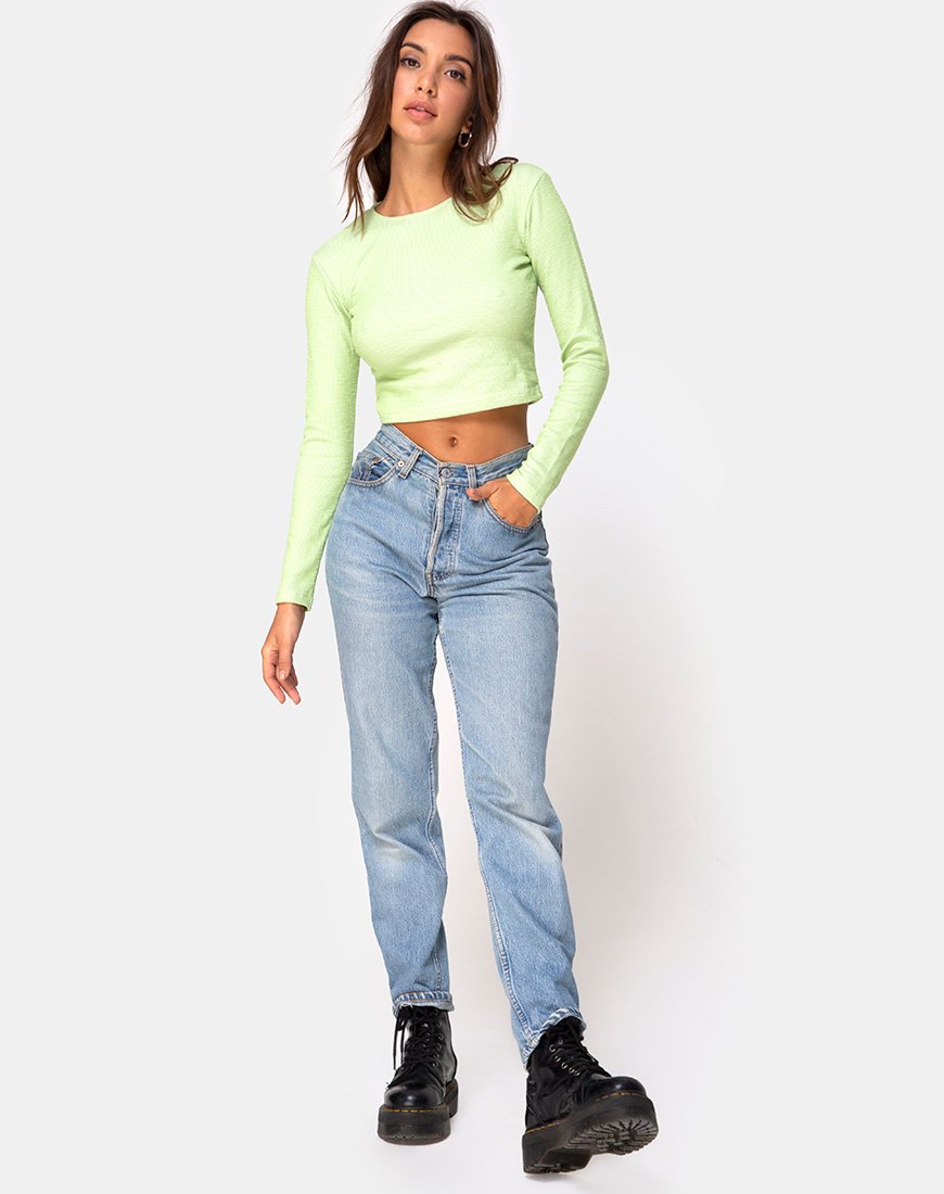Image de Bonnie Crop Top in Rib Pastel Lime