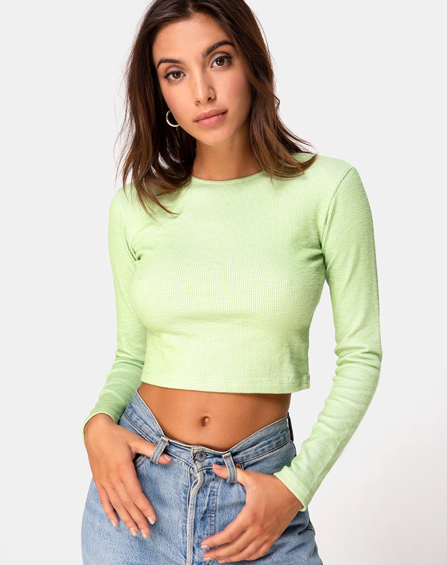 Image de Bonnie Crop Top in Rib Pastel Lime