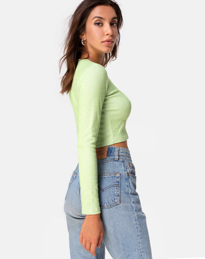 Image de Bonnie Crop Top in Rib Pastel Lime