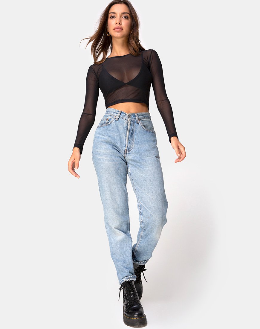 Image de Bonnie Crop Top in Black Net