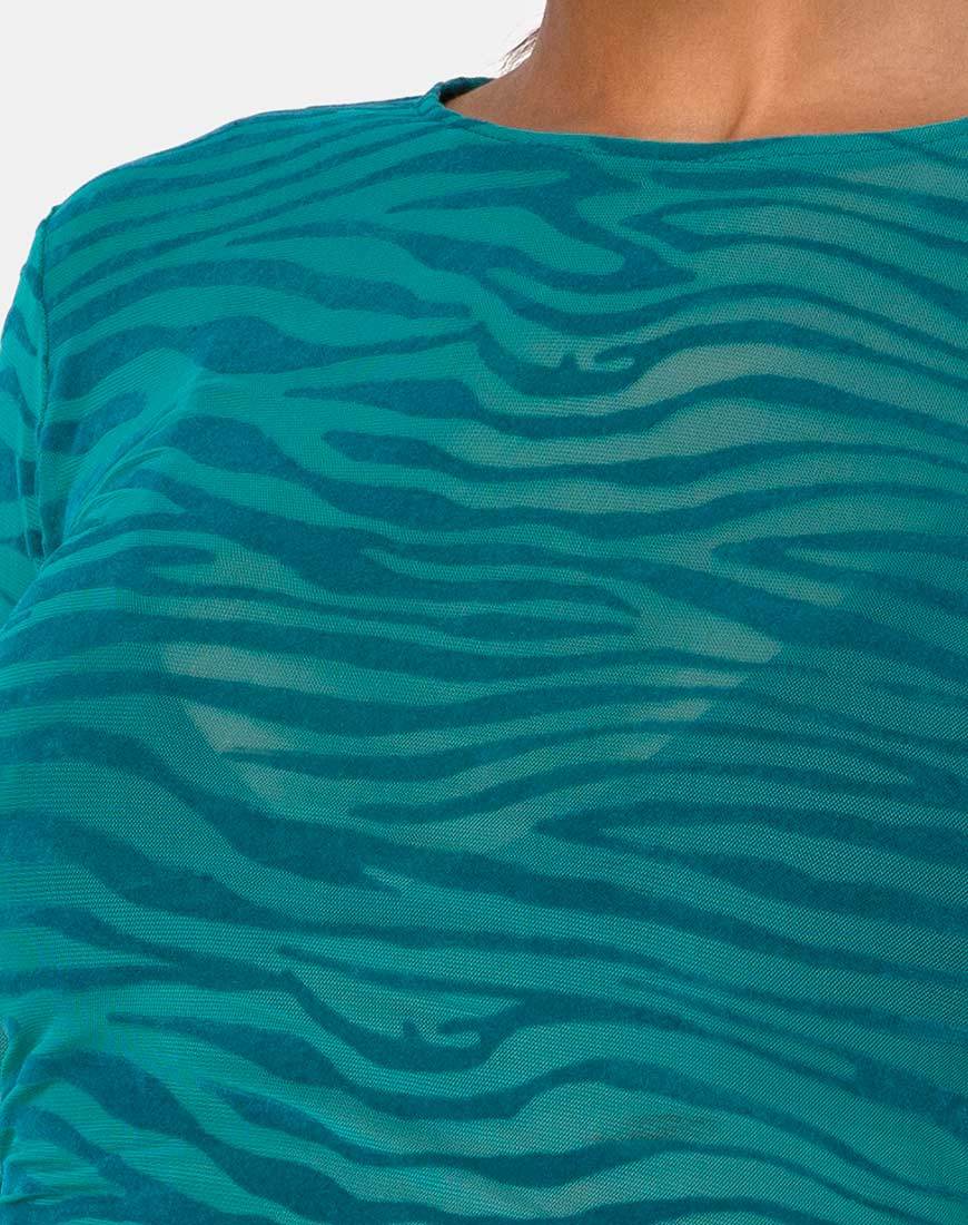 Image de Bonnie Crop Top in Zebra Flock Forest Green