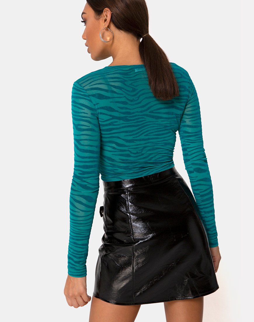 Image de Bonnie Crop Top in Zebra Flock Forest Green