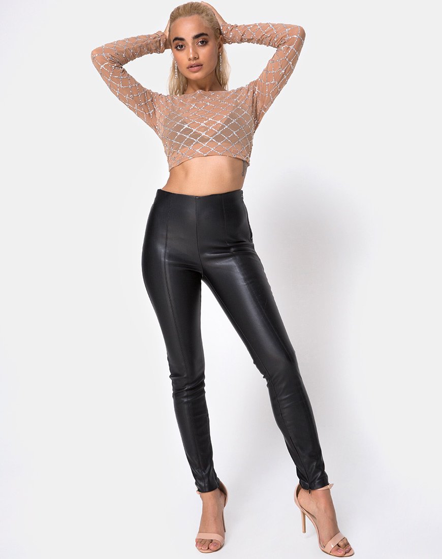 Image de Bonnie Crop Top in Cross Linked Glitter Net Tan
