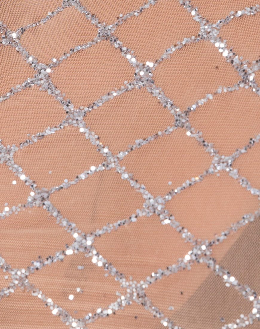 Image de Bonnie Crop Top in Cross Linked Glitter Net Tan