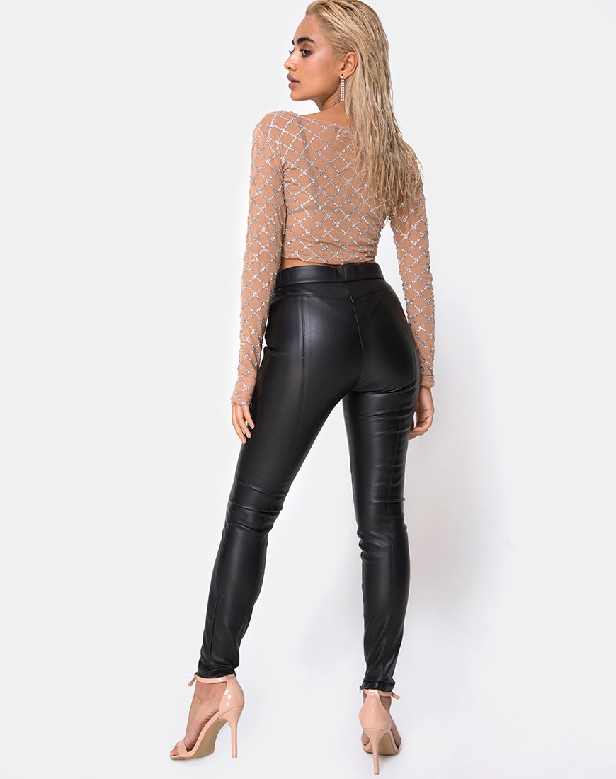 Image de Bonnie Crop Top in Cross Linked Glitter Net Tan