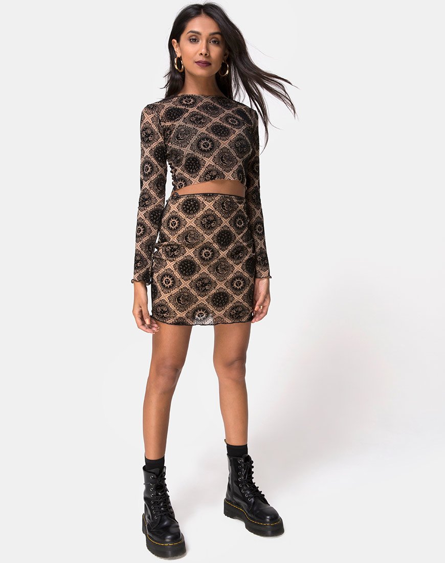 Image de Bonver Top Taupe Net with Black Sign Flock