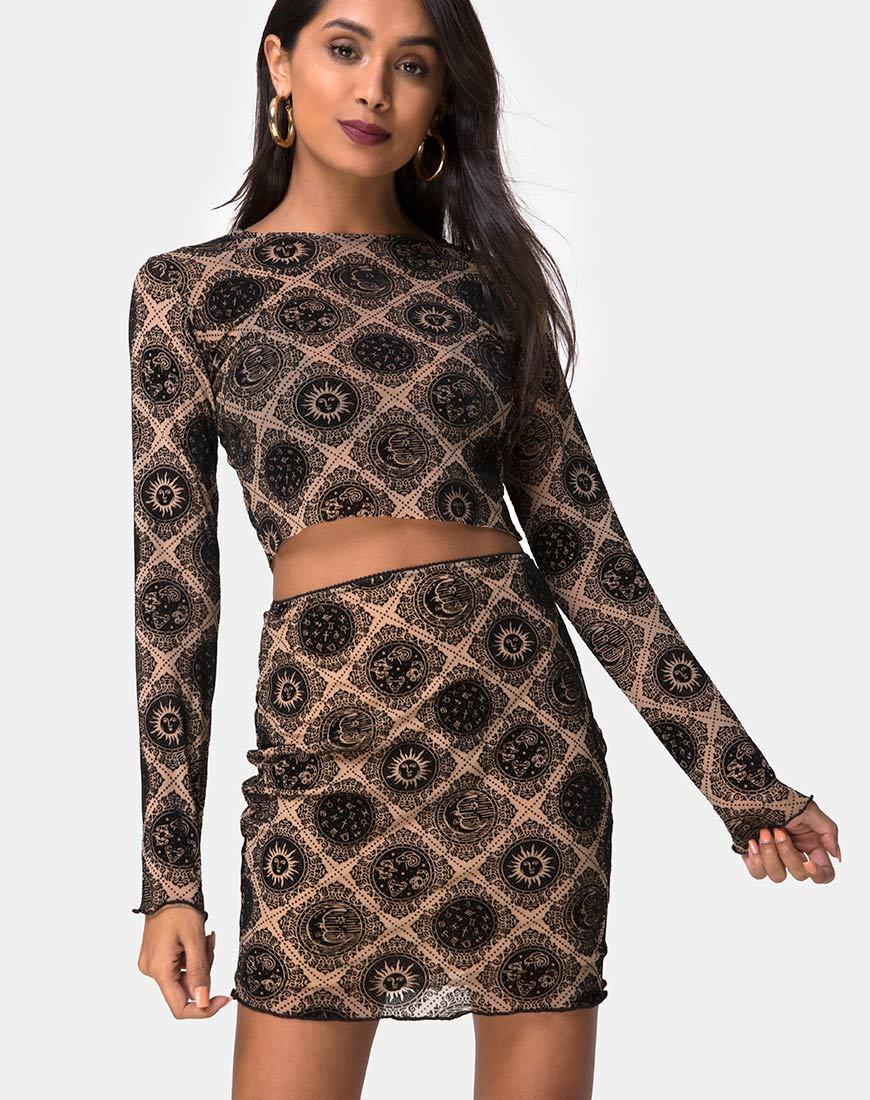 Image de Bonver Top Taupe Net with Black Sign Flock