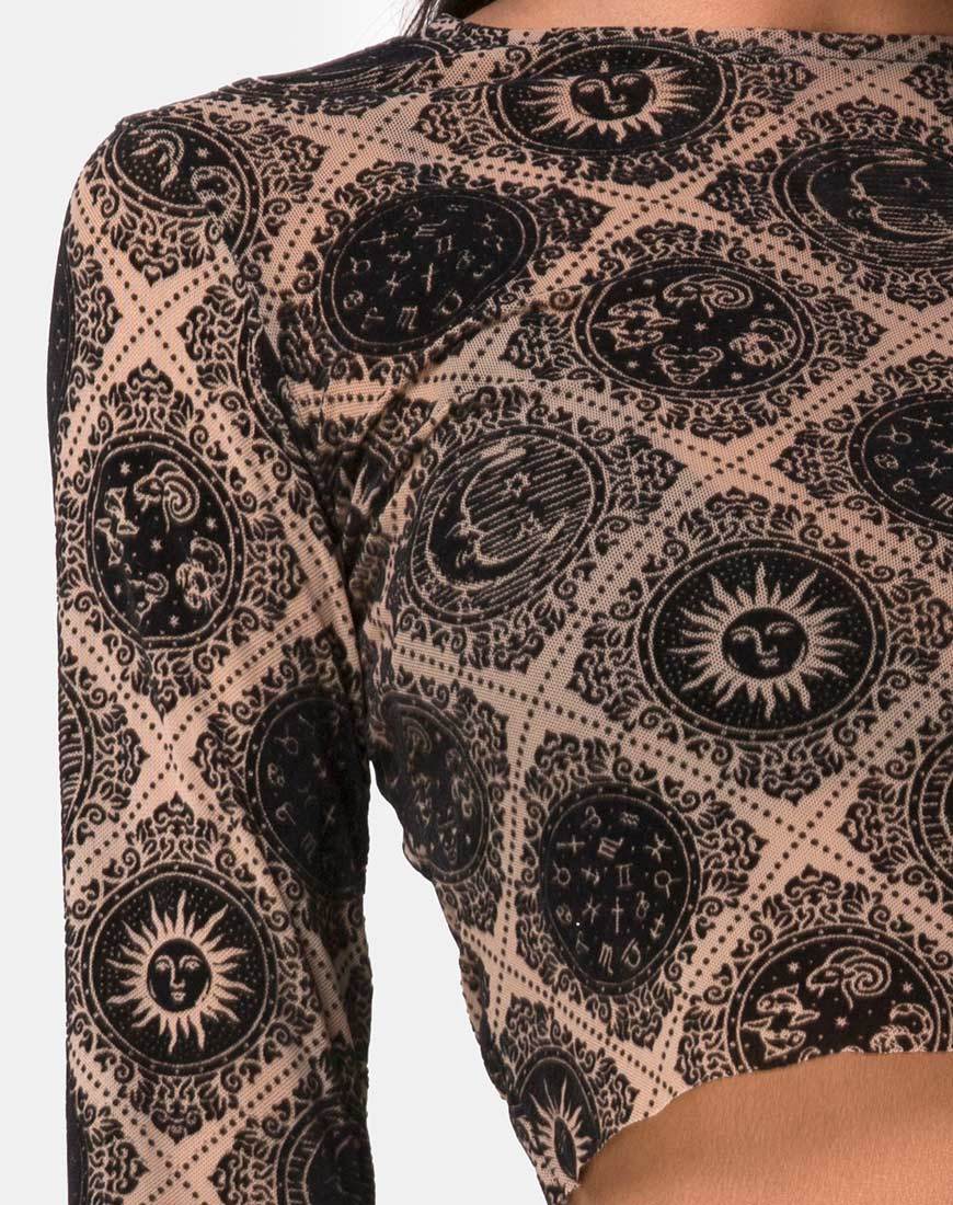 Image de Bonver Top Taupe Net with Black Sign Flock