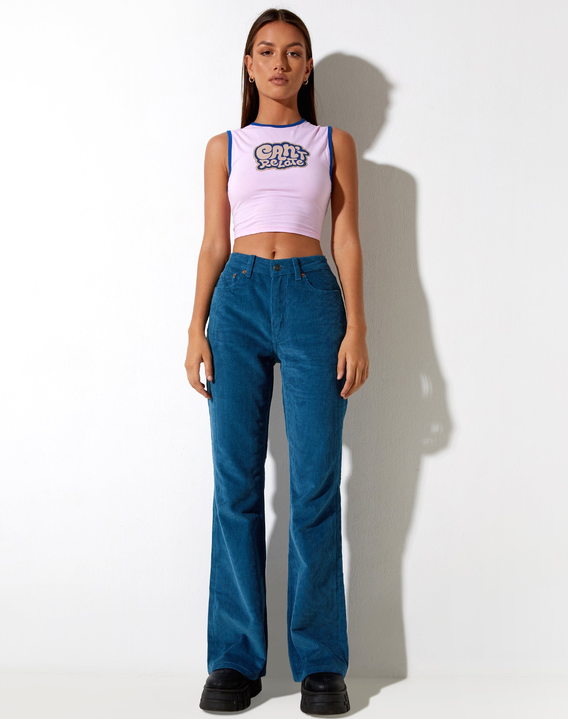 Image de Bootleg Jeans in Cord Blue