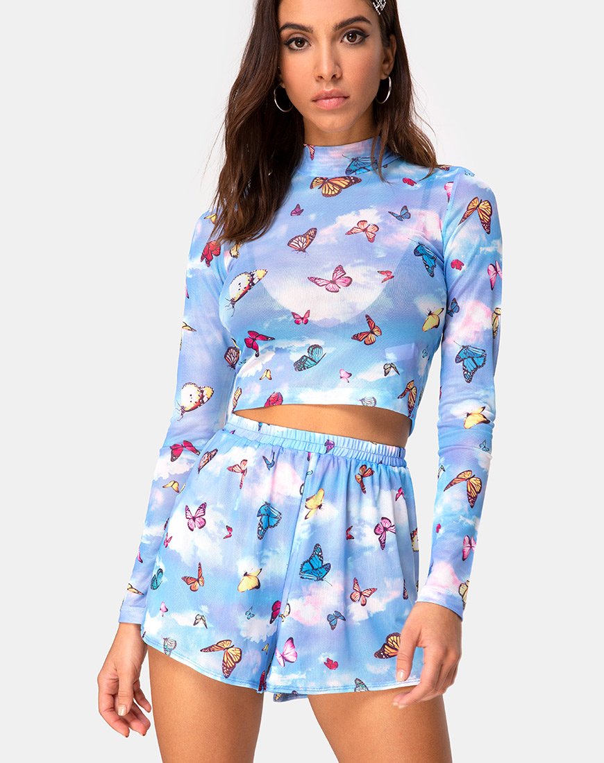 Short Boris en maille bleu papillon