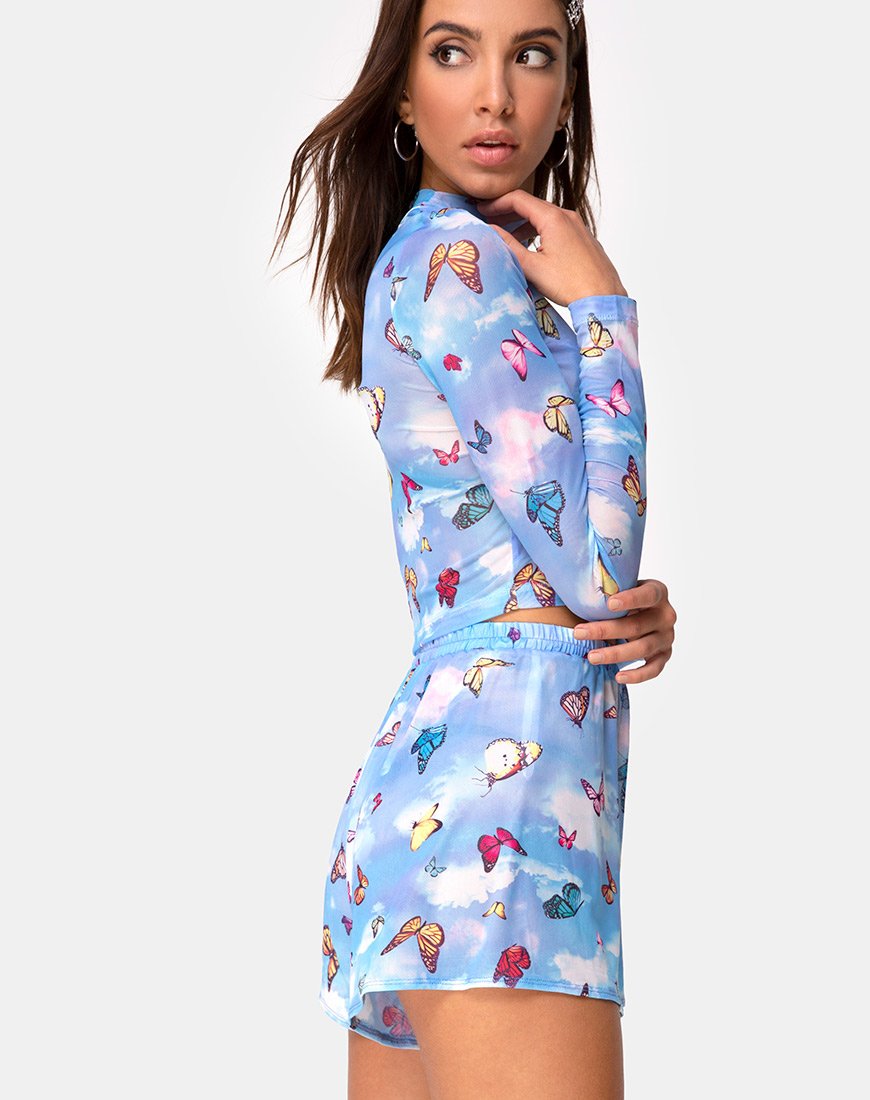 Short Boris en maille bleu papillon