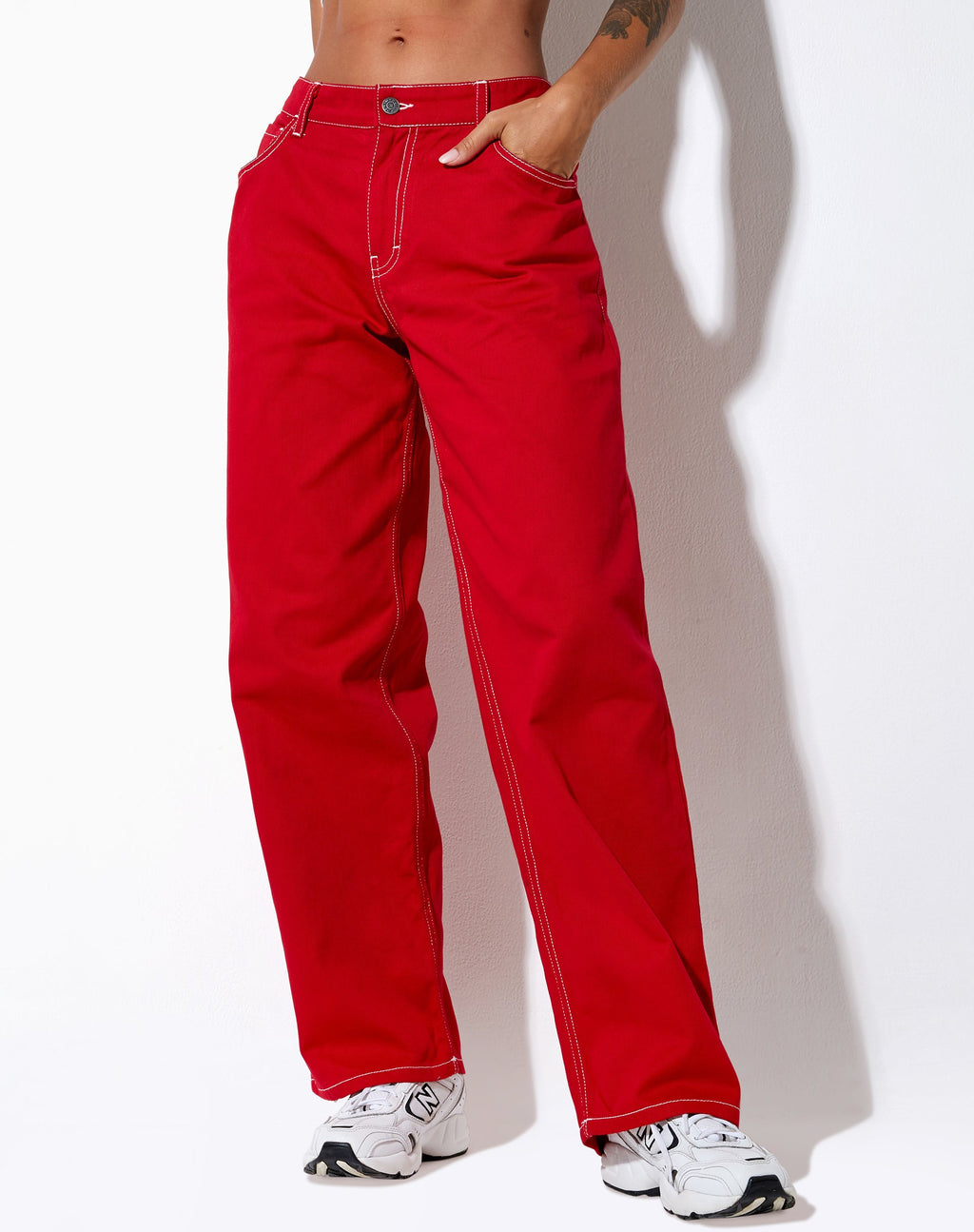 Pantalon Athene, Racing Red White Stitch