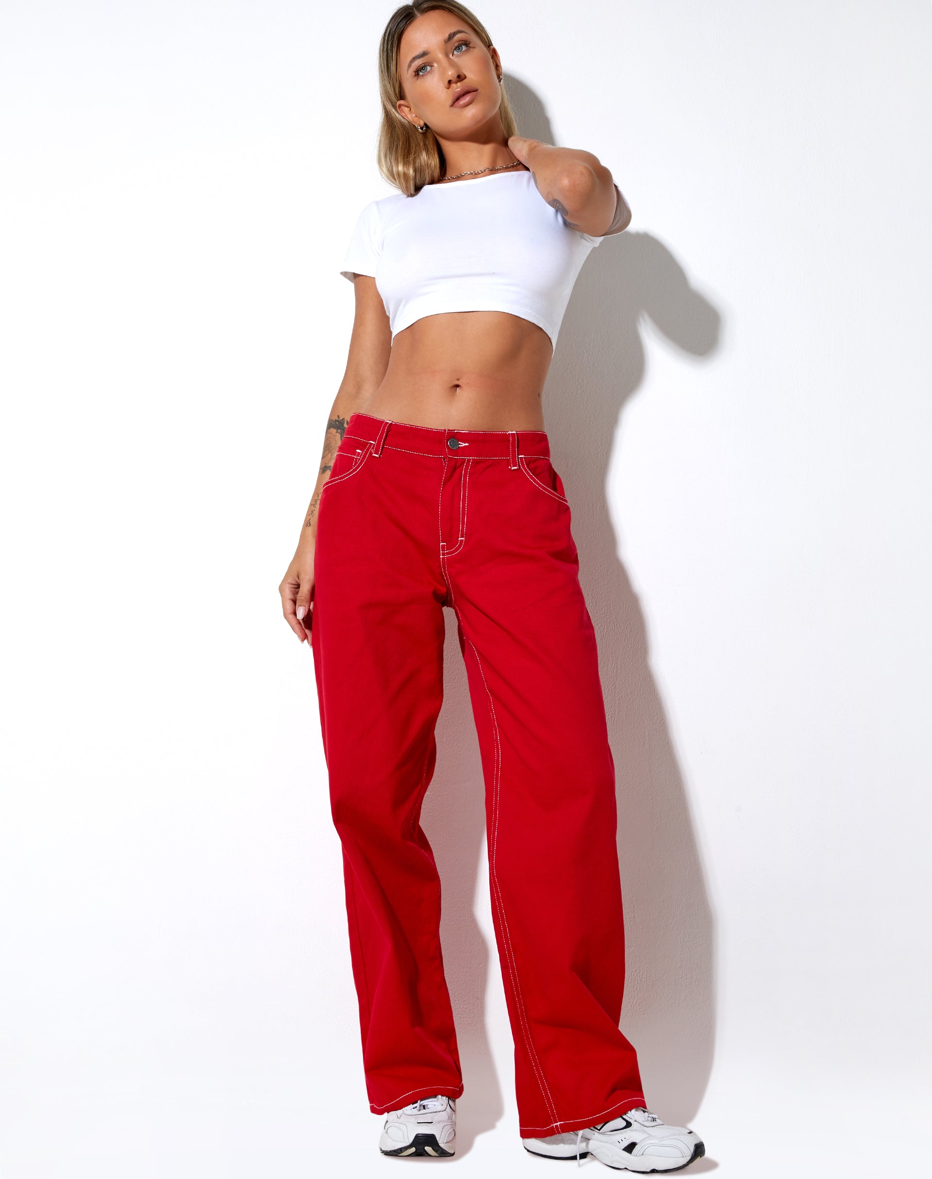 image de Athene Trouser in Racing Red White Stitch
