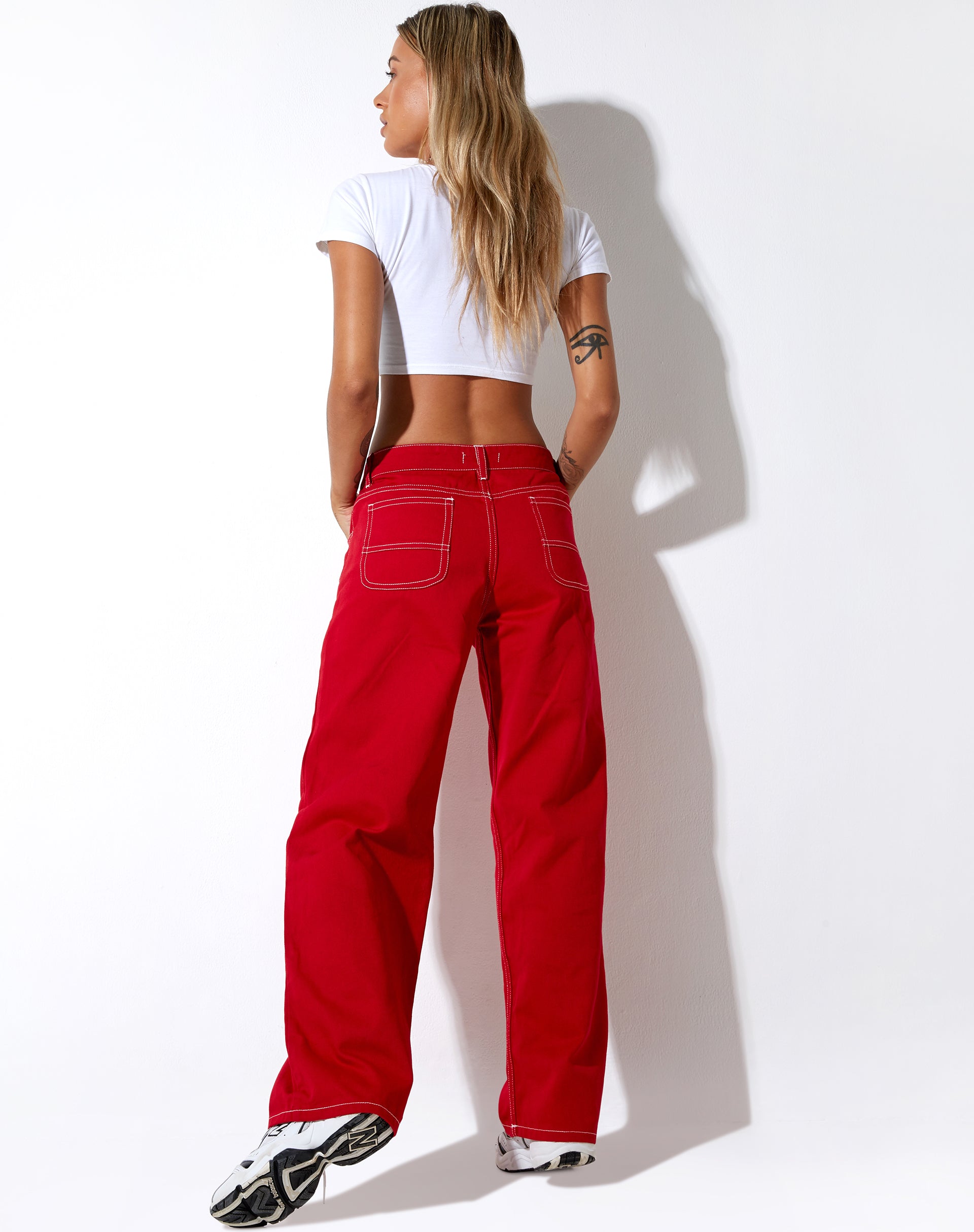 image de Athene Trouser in Racing Red White Stitch